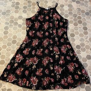 Halter neck floral lace dress